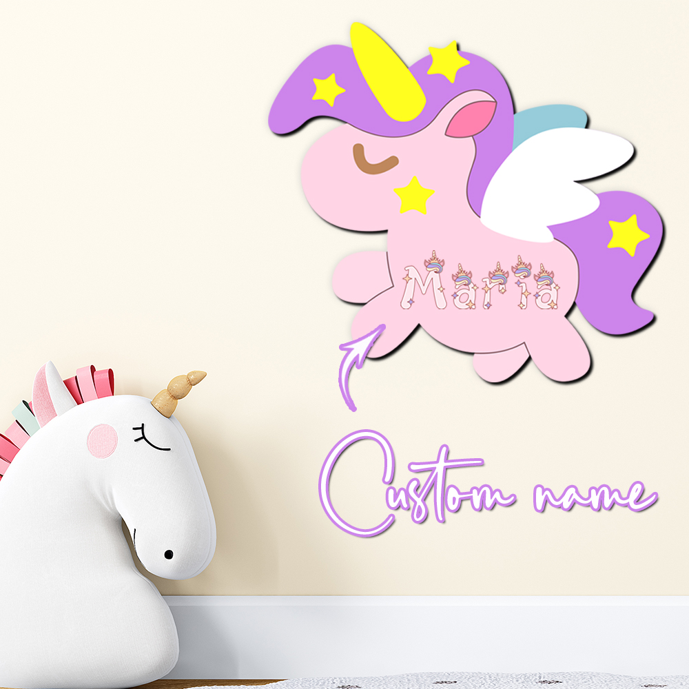 Baby Nursery Name Sign - Aangepaste eenhoorn houten naamplaatje gepersonaliseerde 3D