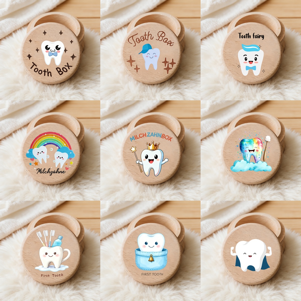 Baby Keepsake Box - 2D kindertandenborstel voor jongens met tandenpatroon,
