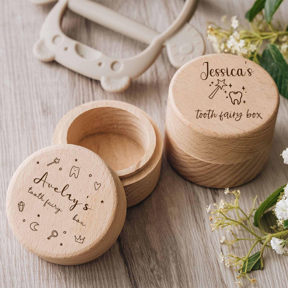 Baby Keepsake Box - Gepersonaliseerde Tandenfee Box Eerste Verjaardagscadeau Aandenken