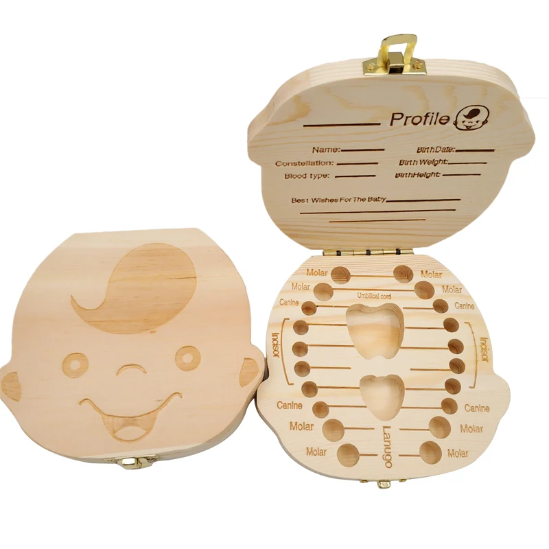 Baby Keepsake Box - Baby Tandendoos Houten Kinderen Melktanden Organisator