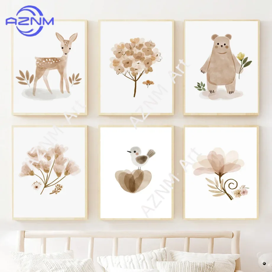 Baby Nursery Art - Boho kinderkamer wanddecoratie canvas - schattige