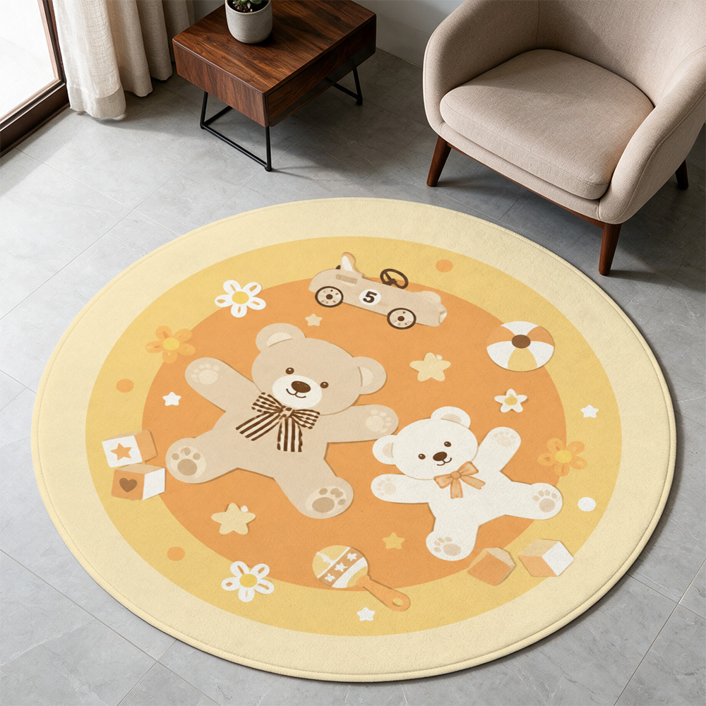 Baby Nursery Rug - Schattig teddybeer speelgoedauto speelkleed voor baby-