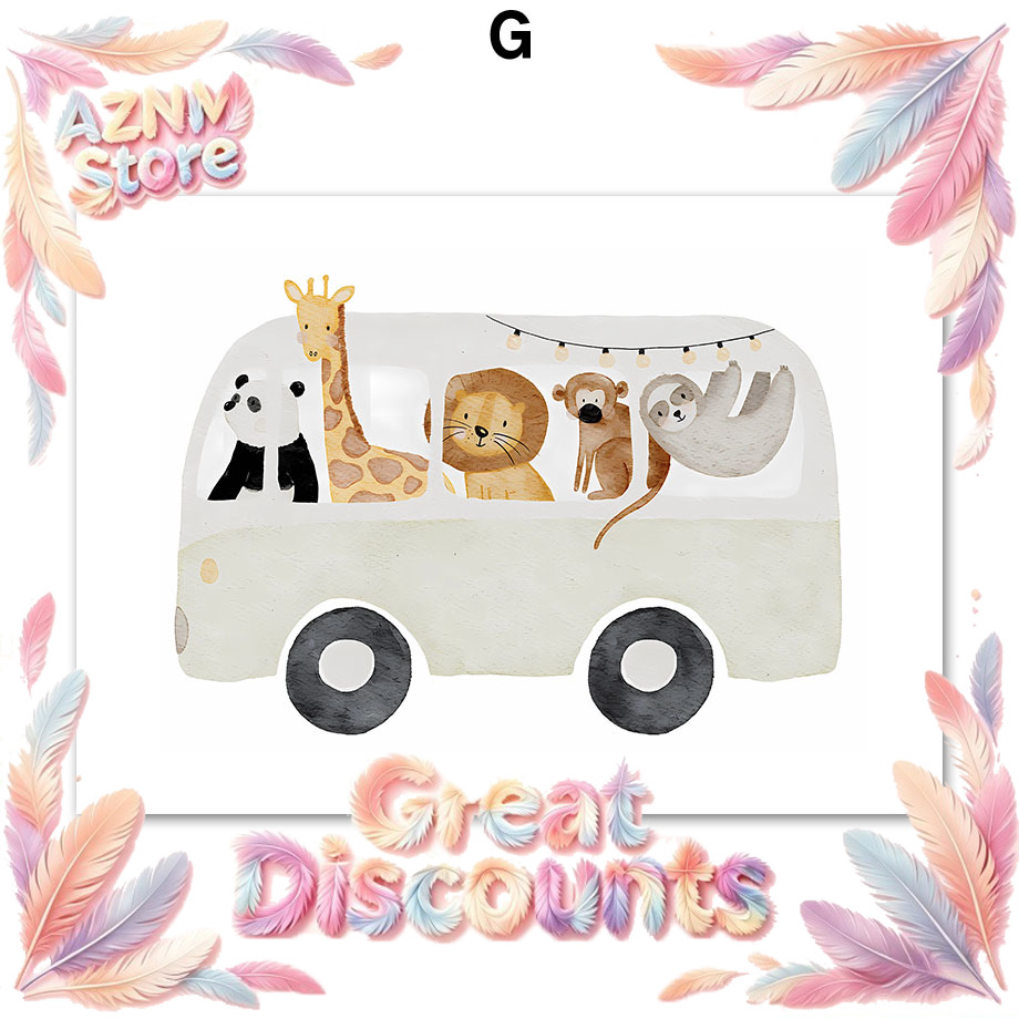 Baby Nursery Art - Boho Dieren Vrienden Olifant Konijn Beer