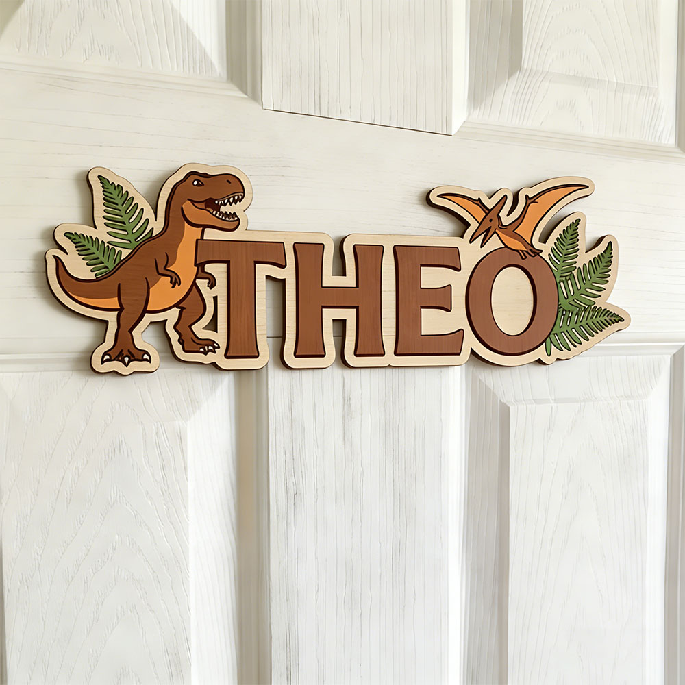 Baby Nursery Name Sign - Gepersonaliseerd dinosaurusnaambord voor de geliefde baby,