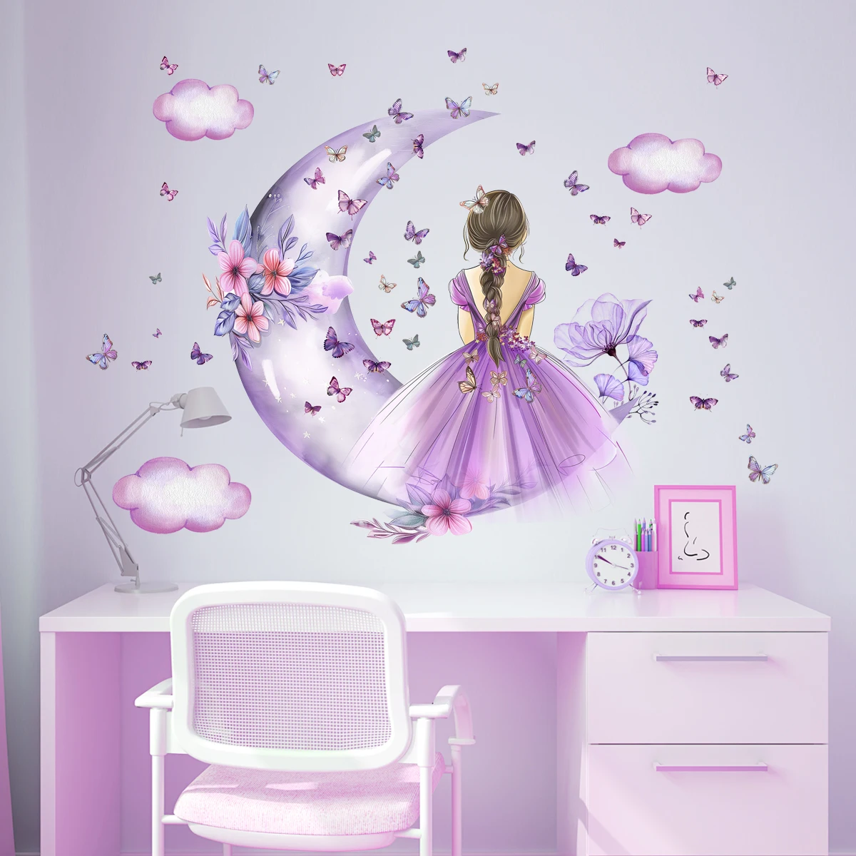 Baby Nursery Ideas Girl - Meisje Maan Vlinders Muurstickers Kid Meisjes