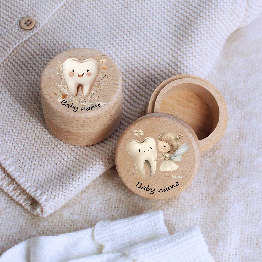 Baby Keepsake Box - Gepersonaliseerde Baby Eerste Tand Houten Tandendoos