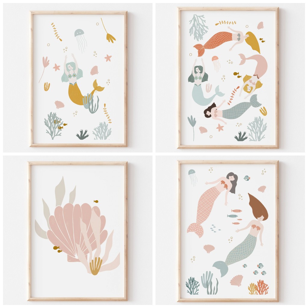 Baby Nursery Ocean Theme - Boho kinderkamer oceaan thema roze zeeschelpen