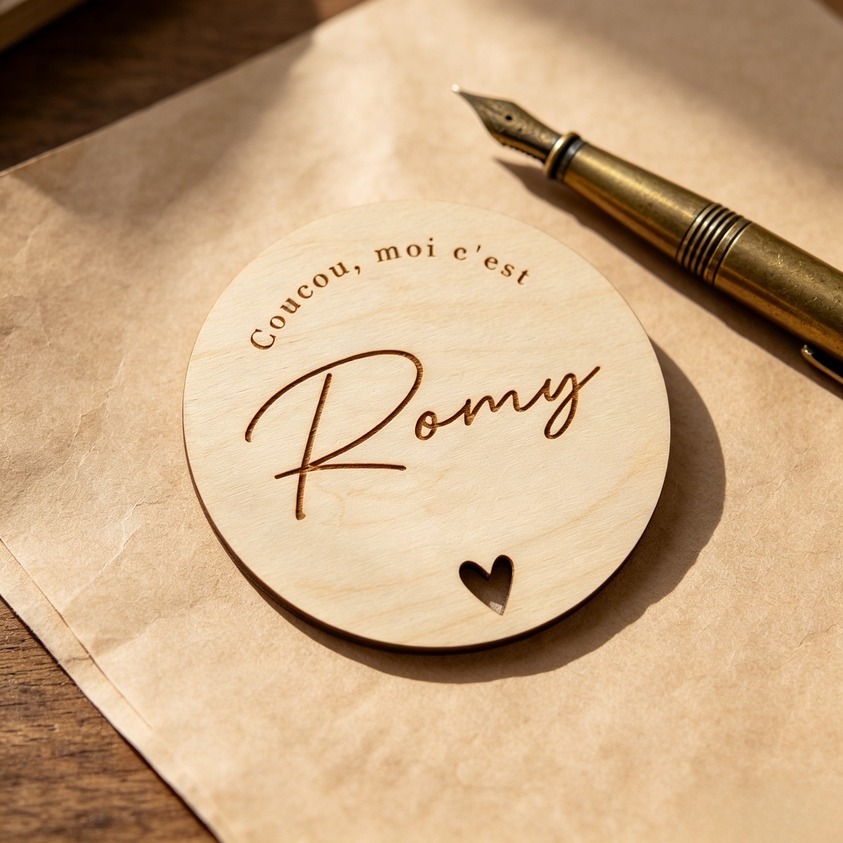 Baby Nursery Name Sign - Op maat gemaakte ronde houten naamplaat,