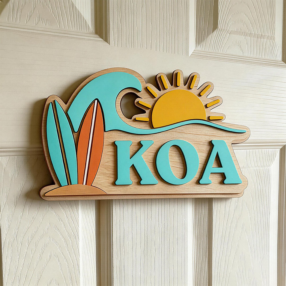 Baby Nursery Name Sign - Aangepaste Beach Wave Surfboard Sun Name