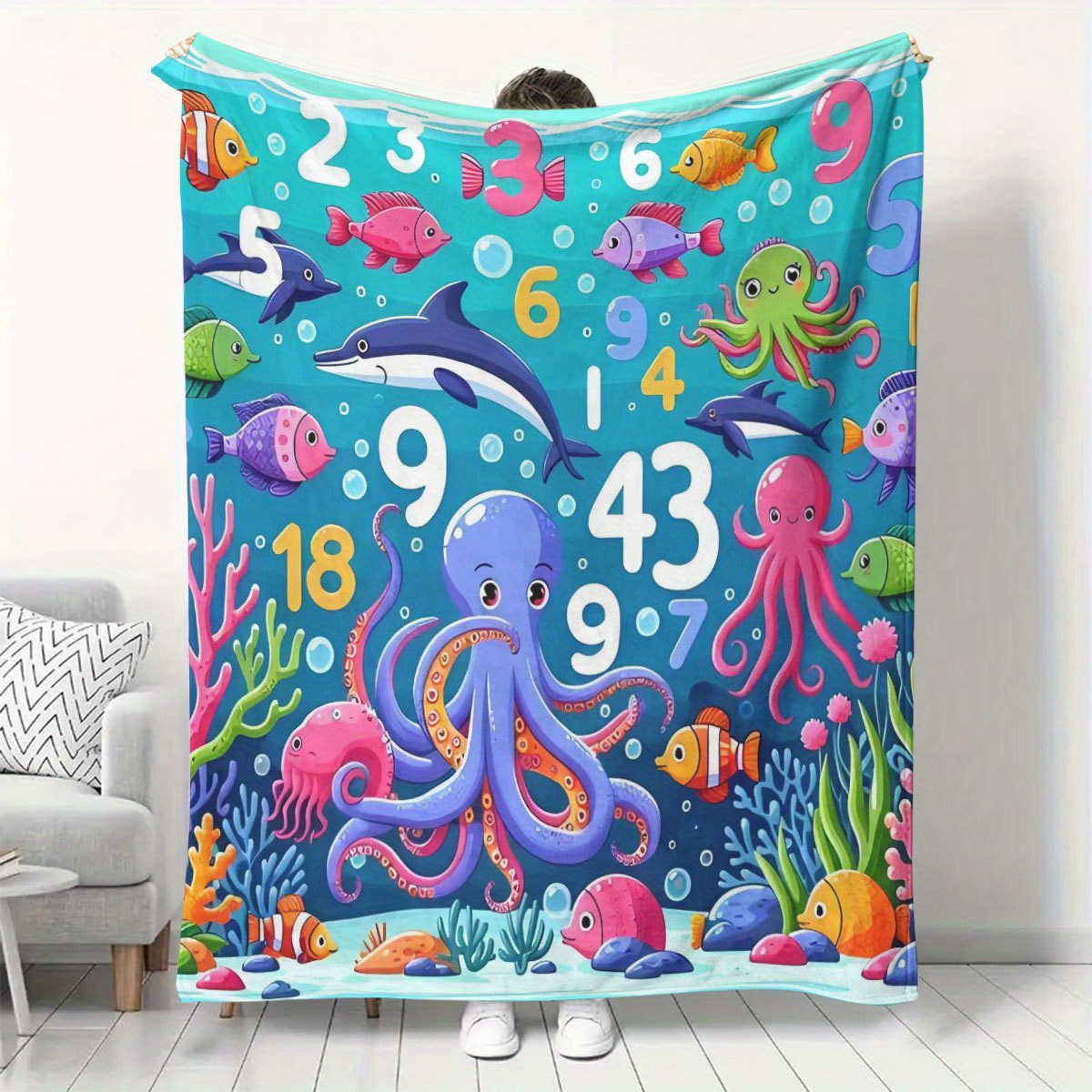 Baby Nursery Ocean Theme - Levendige oceaan dieren deken voor kinderkamer