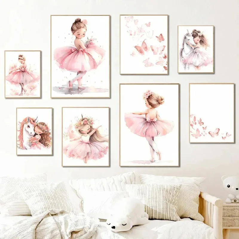 Roze Ballerina Meisje Eenhoorn - Baby Nursery Art recensie en prijs