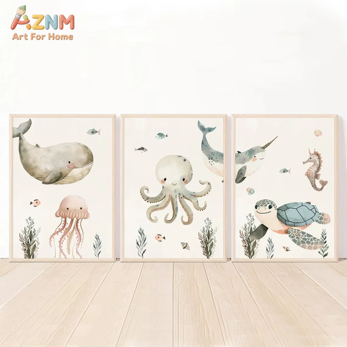 AZNM aquarel schattig oceaandi - Baby Nursery Art recensie en prijs