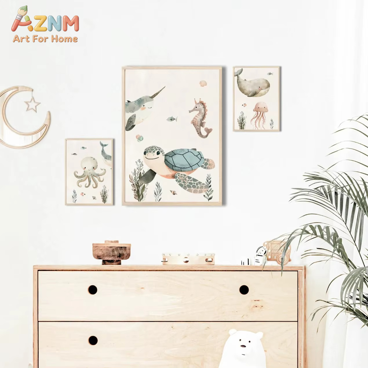 AZNM aquarel schattig oceaandi - Baby Nursery Art recensie en prijs