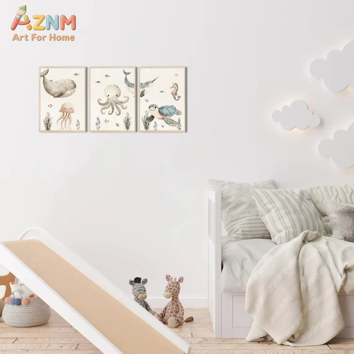 AZNM aquarel schattig oceaandi - Baby Nursery Art recensie en prijs