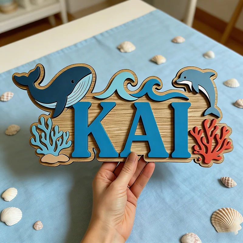 Houten bord met aangepaste naa - Baby Nursery Ocean Theme recensie en prijs