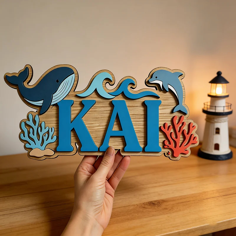 Houten bord met aangepaste naa - Baby Nursery Ocean Theme recensie en prijs