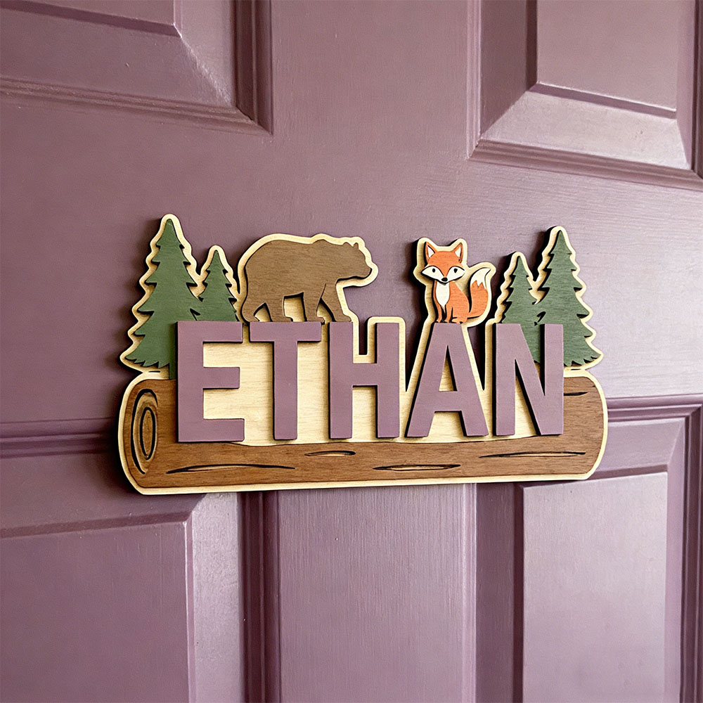 Bosdieren gepersonaliseerd hou - Baby Nursery Name Sign recensie en prijs