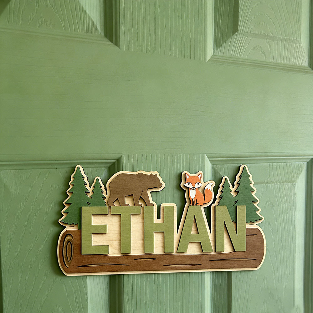 Bosdieren gepersonaliseerd hou - Baby Nursery Name Sign recensie en prijs