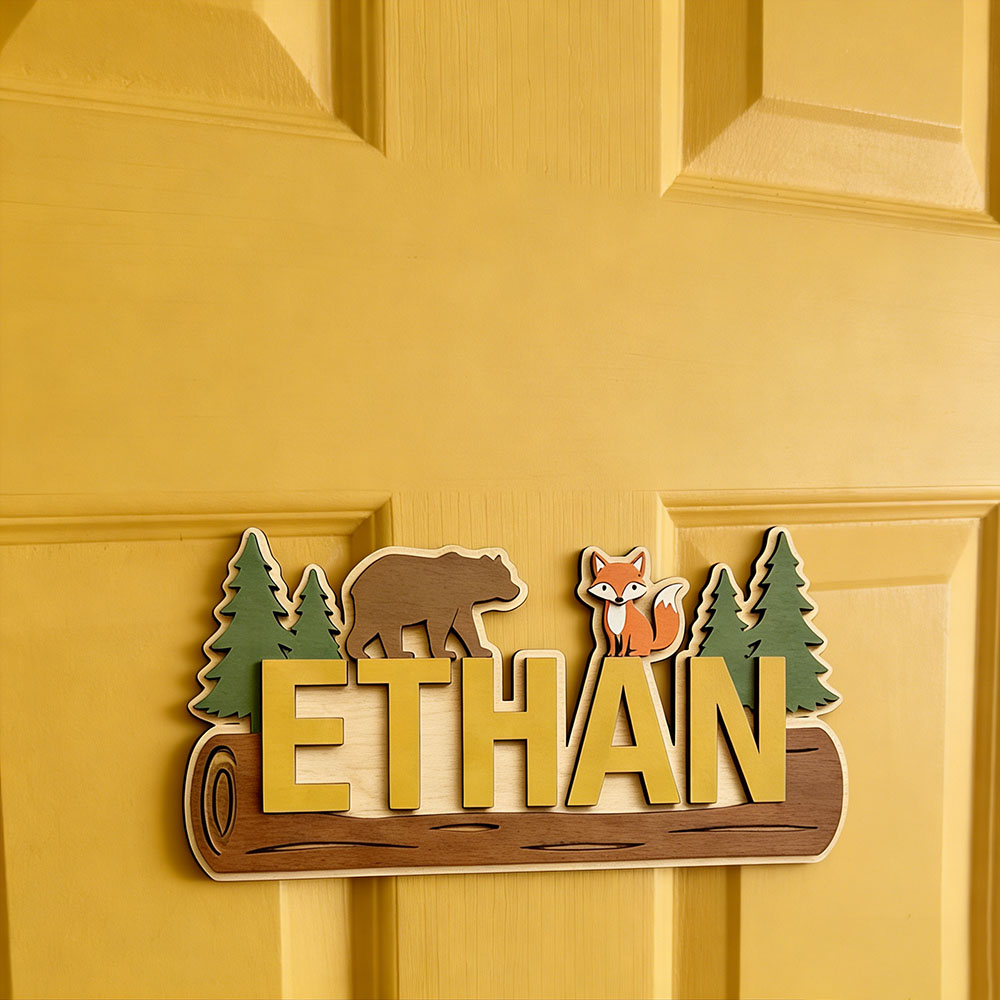 Bosdieren gepersonaliseerd hou - Baby Nursery Name Sign recensie en prijs