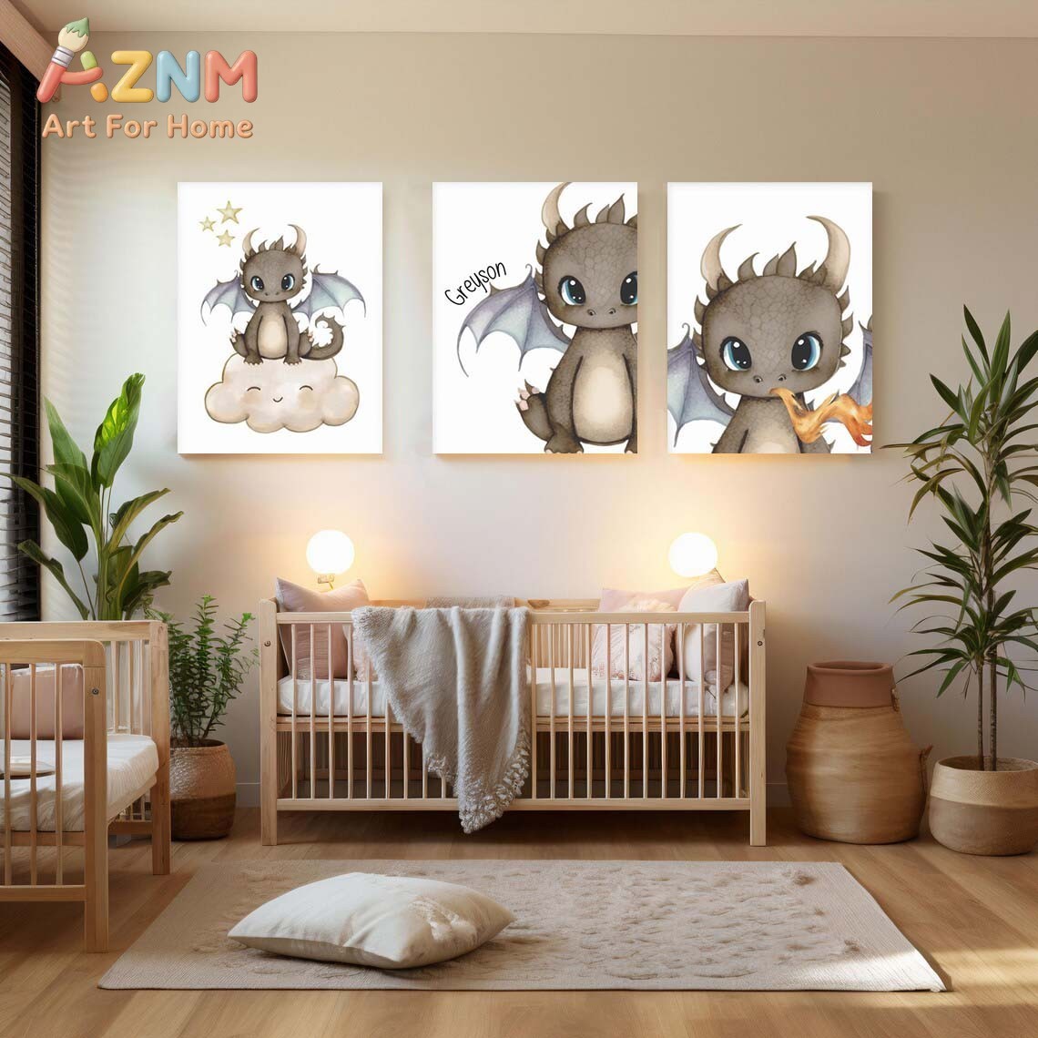 AZNM Schattig Baby Draak Canva - Baby Nursery Art recensie en prijs