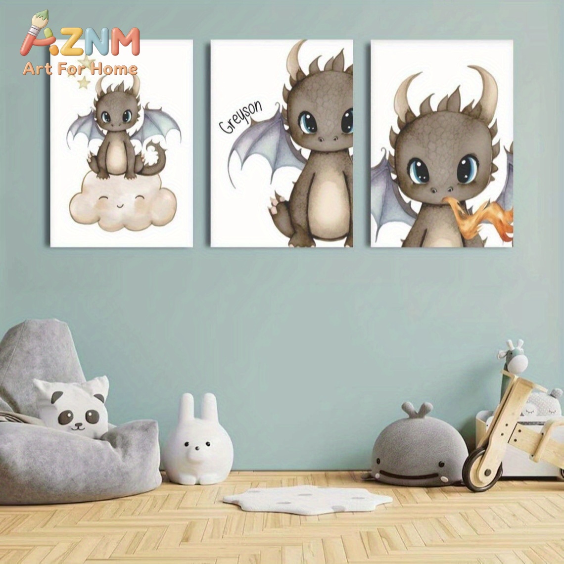 AZNM Schattig Baby Draak Canva - Baby Nursery Art recensie en prijs