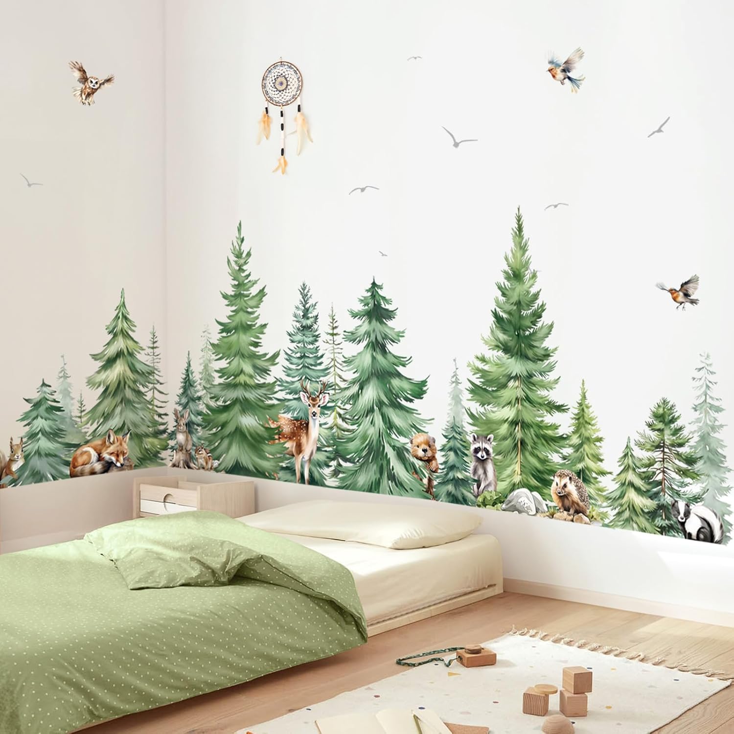 Grote aquarel pijnboom dieren  - Baby Nursery Package recensie en prijs