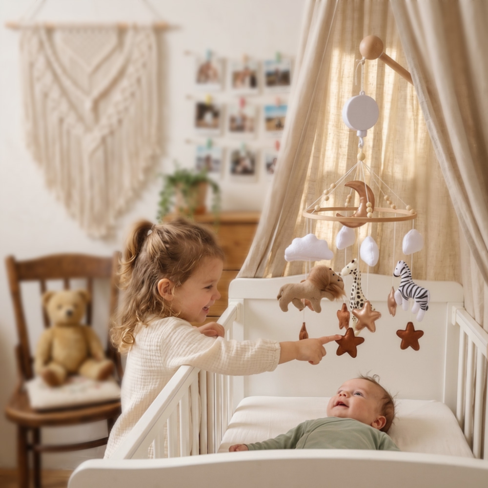 Houten bedbel babywieg mobiel  - Crib Mobile Musical recensie en prijs