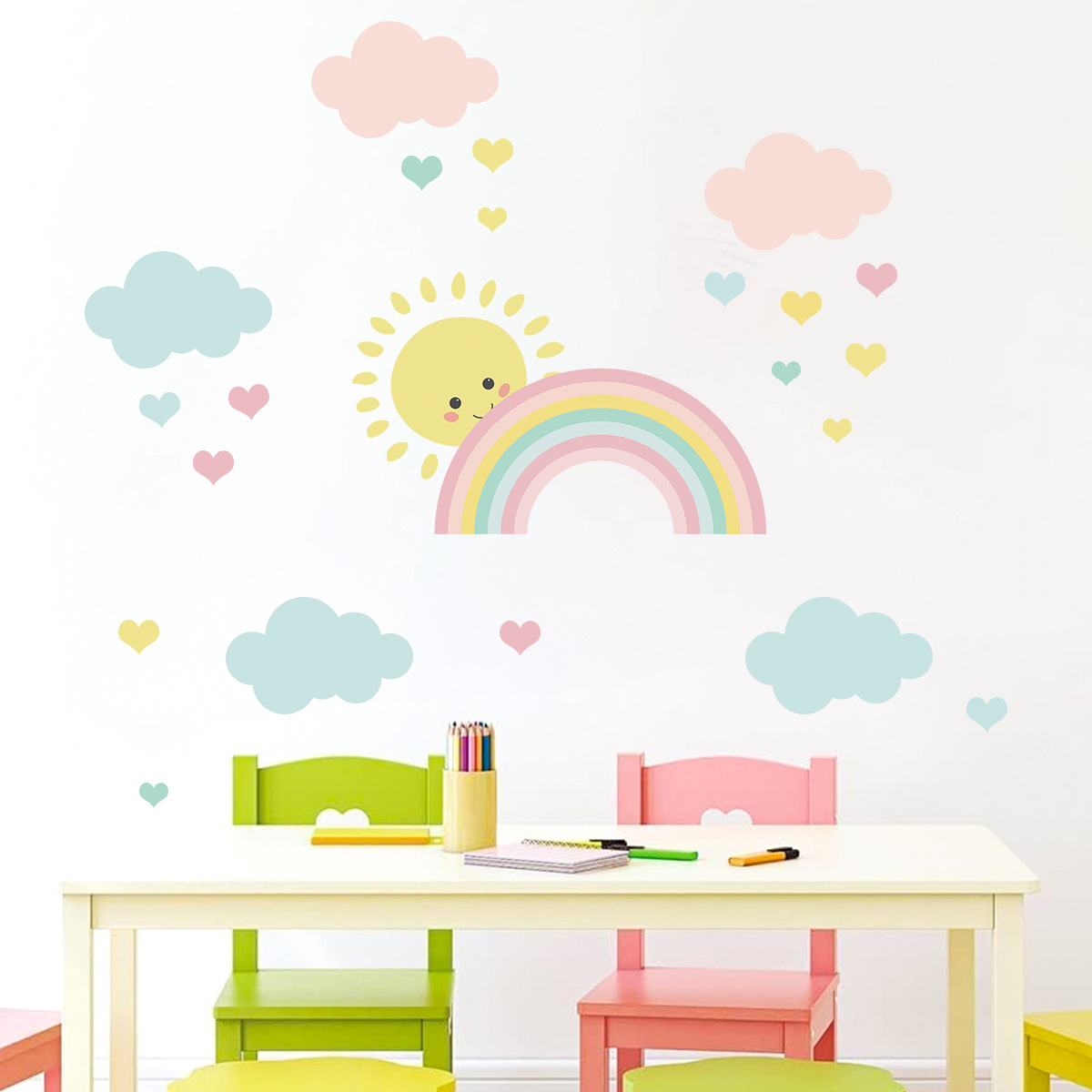 Cartoon Zon Regenboog Wolken M - Baby Nursery Package recensie en prijs