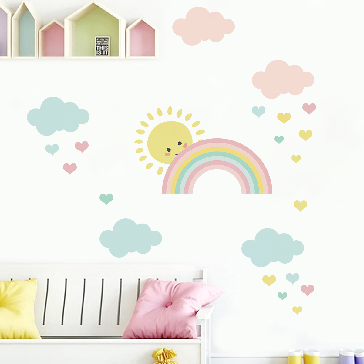 Cartoon Zon Regenboog Wolken M - Baby Nursery Package recensie en prijs