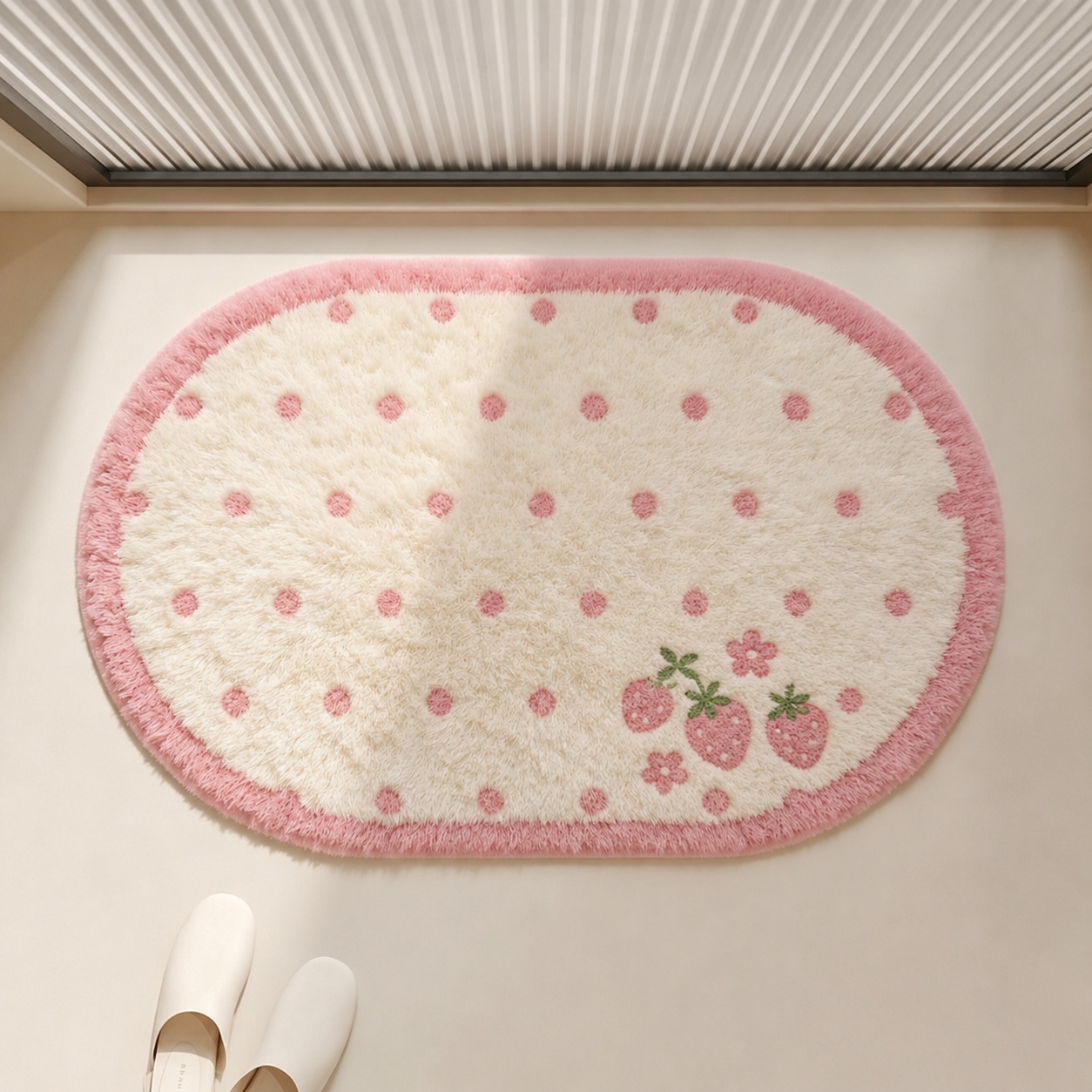 Roze aardbeien pluche badmat,  - Baby Nursery Rug recensie en prijs