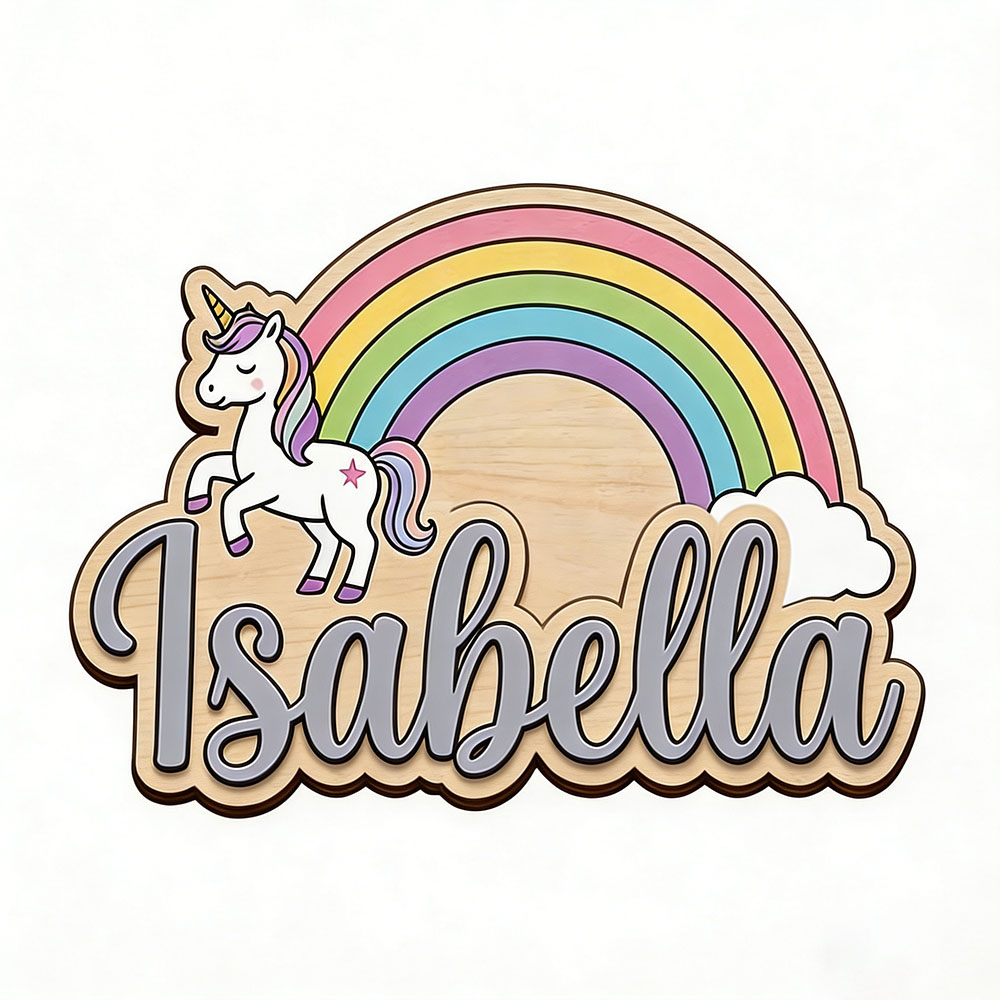 Eenhoorn & Pastel Regenboog Aa - Baby Nursery Name Sign recensie en prijs