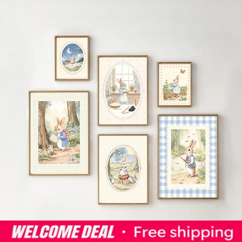 Vintage Boho blauwe ruitprint, - Baby Nursery Art recensie en prijs
