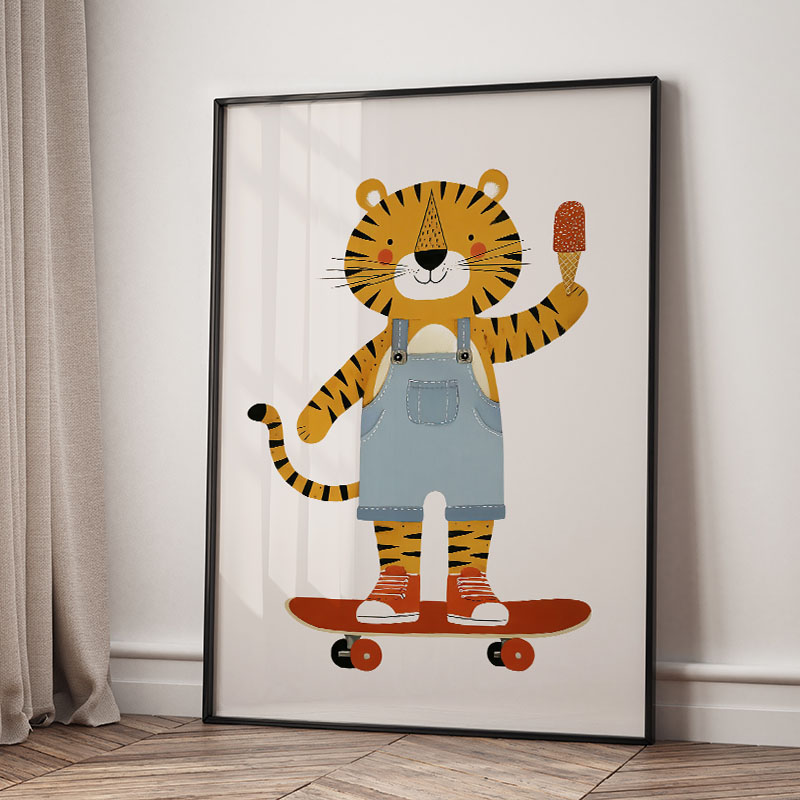Grappige cartoon dieren auto b - Baby Nursery Art recensie en prijs