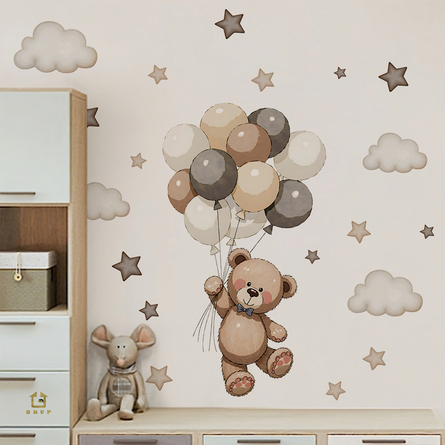 Schattige teddybeer muursticke - Baby Nursery Package recensie en prijs