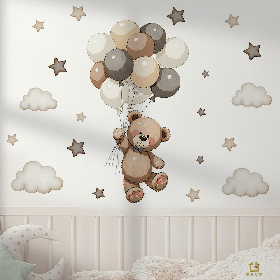 Schattige teddybeer muursticke - Baby Nursery Package recensie en prijs