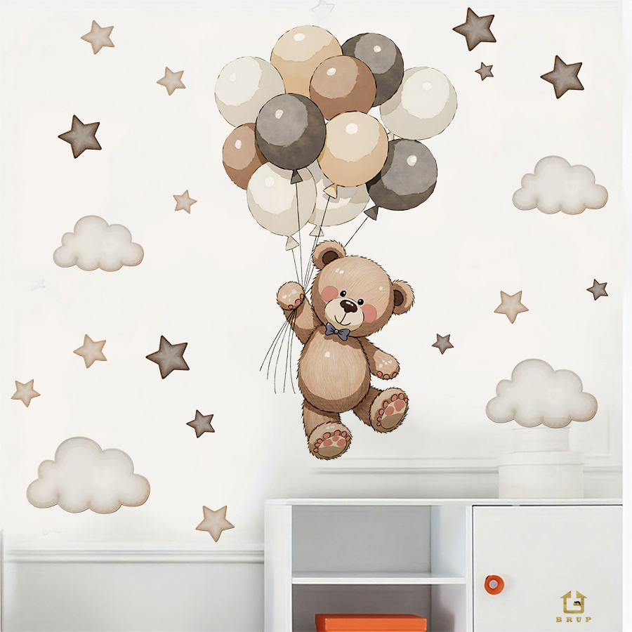 Schattige teddybeer muursticke - Baby Nursery Package recensie en prijs