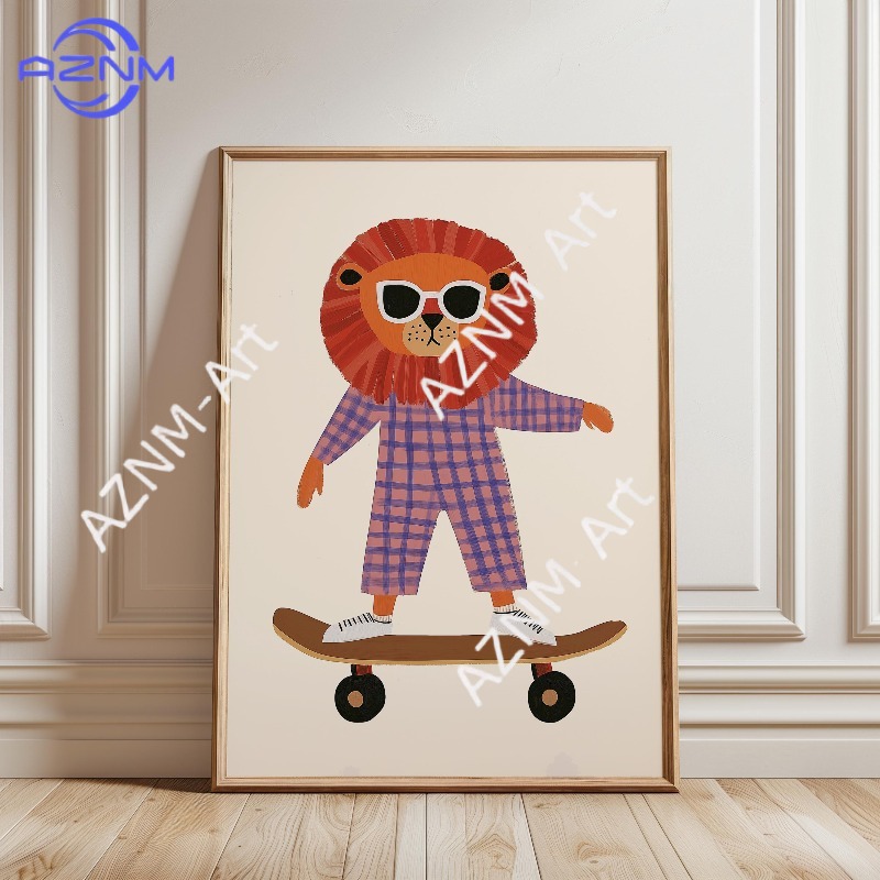 1PC Grappige Dieren Skateboard - Baby Nursery Art recensie en prijs