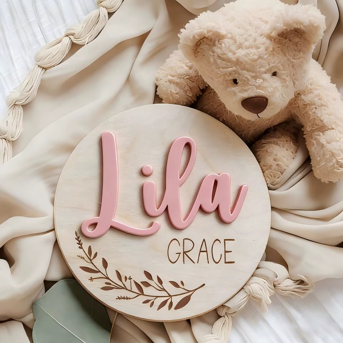 Op maat gemaakte ronde houten  - Baby Nursery Name Sign recensie en prijs