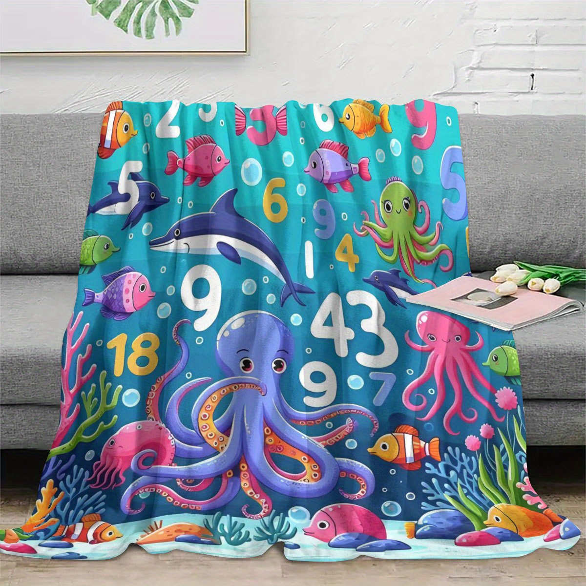 Levendige oceaan dieren deken  - Baby Nursery Ocean Theme recensie en prijs